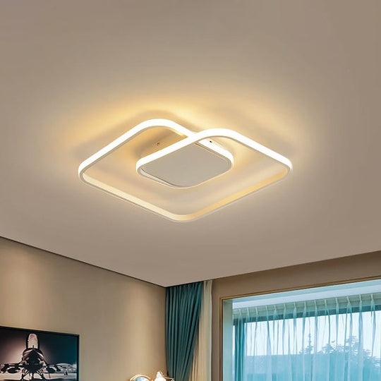 Modern LED Square Flush Ceiling Light in White/Black/Gold for Bedroom, Acrylic Design, Warm/White