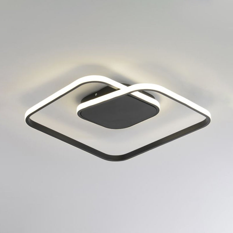 Modern LED Square Flush Ceiling Light in White/Black/Gold for Bedroom, Acrylic Design, Warm/White