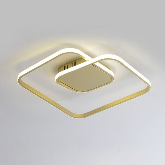 Modern LED Square Flush Ceiling Light in White/Black/Gold for Bedroom, Acrylic Design, Warm/White