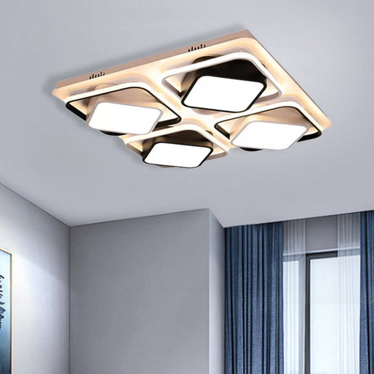 Modern Black & White Cube LED Flushmount Ceiling Light in 27.5"/41" Sizes