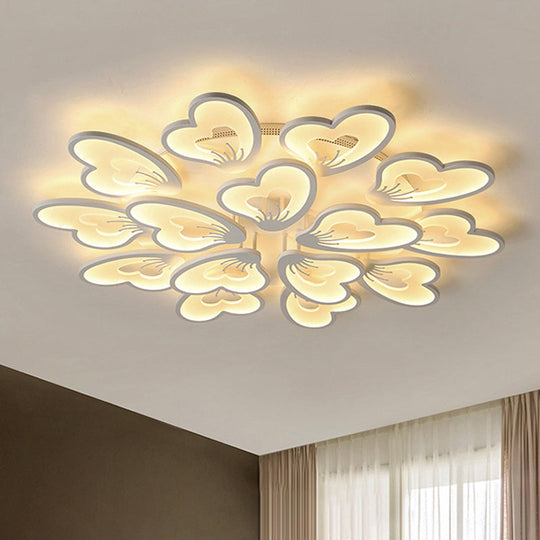 Modern Creative Petal Ceiling Flush Mount Acrylic White Integrated LED Living Room Light (9/12/15 Heads) in Warm/White