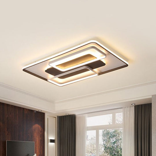 Modern Black and White Geometric LED Flushmount Living Room Light - Warm/White, Multiple Sizes