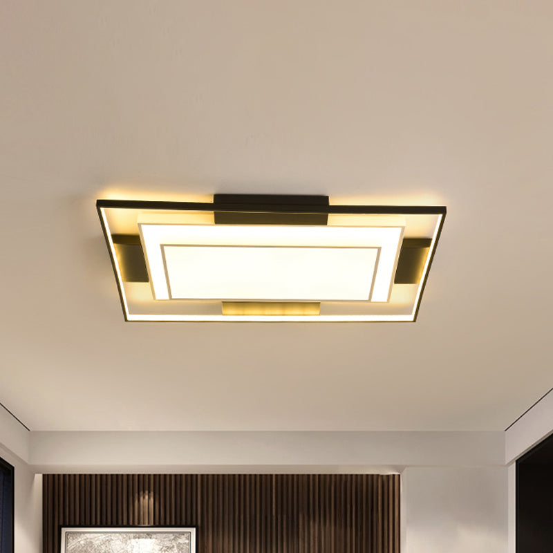 Modern Led Flush Mount Light With Acrylic Shade In Black And White - Available 3 Sizes
