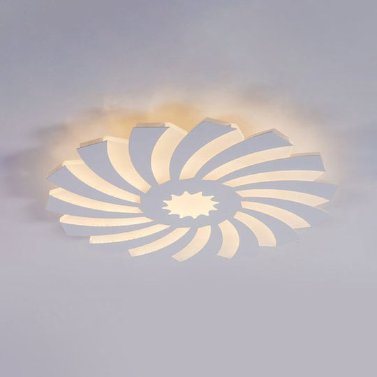 Modern Hotel-Style LED Flush Ceiling Light with Warm/White Lighting and Acrylic Flower Design for Bedroom