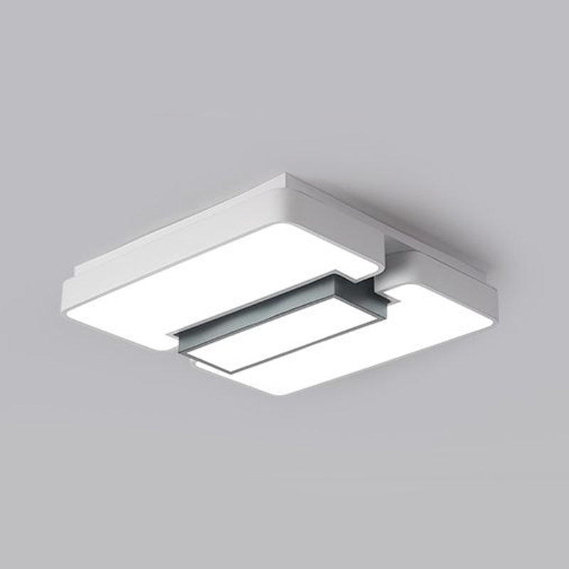 Modern White Flush Mount LED Ceiling Lamp for Warm/White Lighting in Living Room