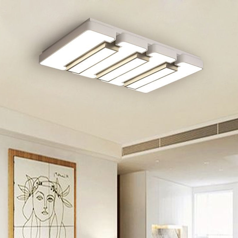 Modern White Flush Mount LED Ceiling Lamp for Warm/White Lighting in Living Room