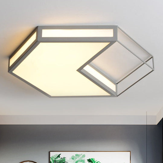 Plafonnier LED moderne à encastrer avec design hexagonal/carré – Noir/gris, troisième vitesse