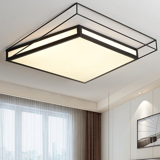 Plafonnier LED moderne à encastrer avec design hexagonal/carré – Noir/gris, troisième vitesse