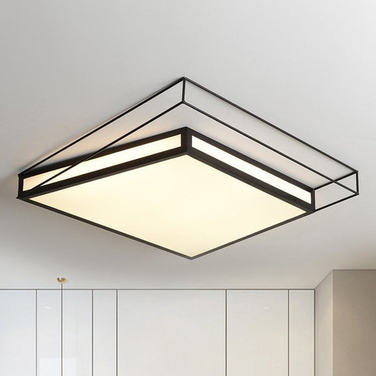 Modern Led Flush Mount Ceiling Light With Hexagon/Square Design Black/Grey Third Gear