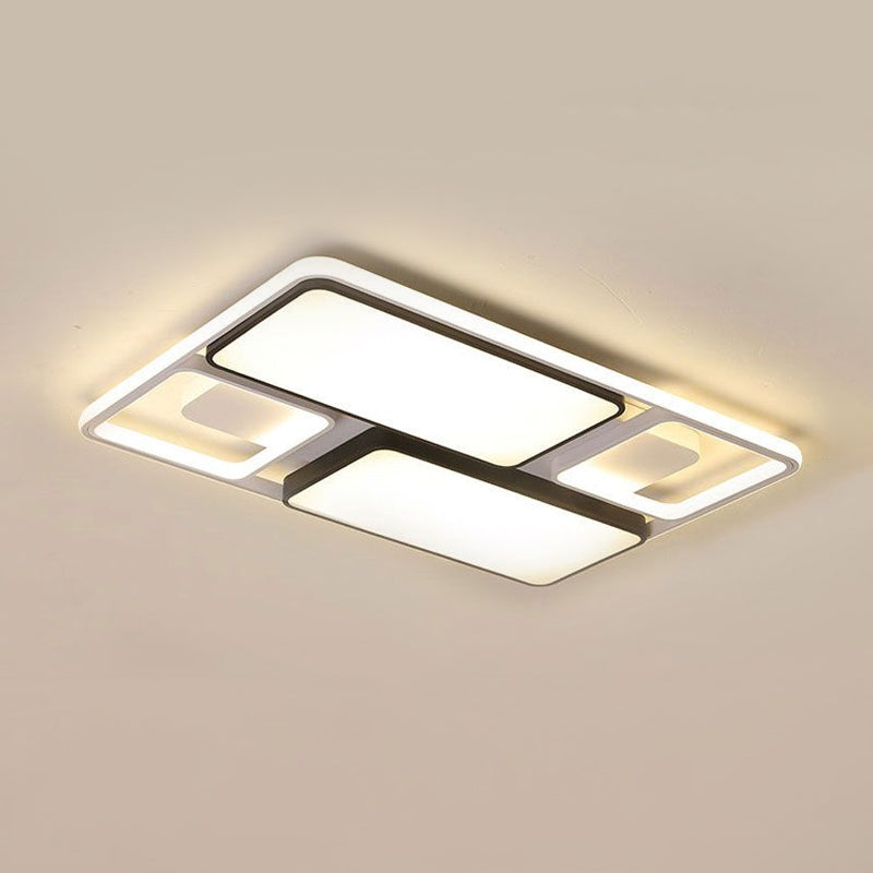 Contemporary LED Flush Mount Ceiling Light in Black/White, 19.5"/45" Wide