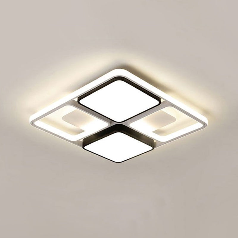 Contemporary LED Flush Mount Ceiling Light in Black/White, 19.5"/45" Wide