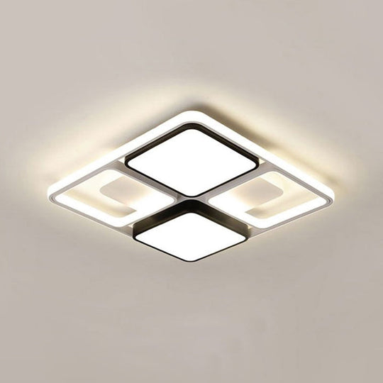 Contemporary LED Flush Mount Ceiling Light in Black/White, 19.5"/45" Wide
