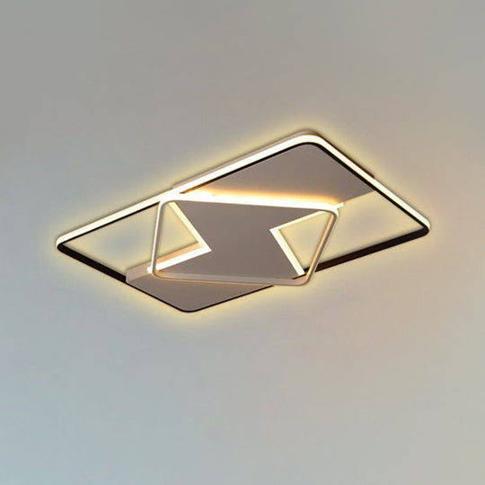 Modern Minimalist Led Ceiling Flush Light In Black/White - 16/19.5/23.5/35.5 W