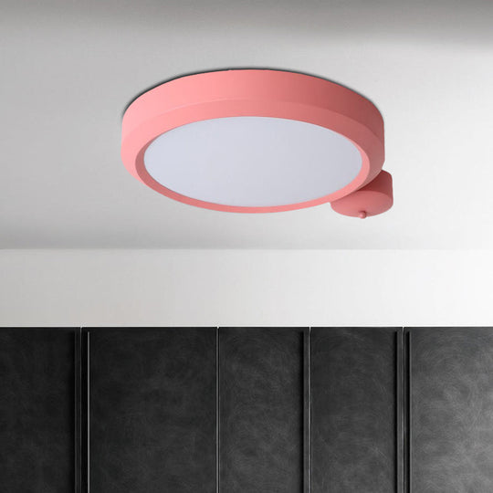 Nordic Style Round Flushmount LED Ceiling Light in Blue/Red/Yellow with Metal Finish - Available in 20.5" and 25" Sizes