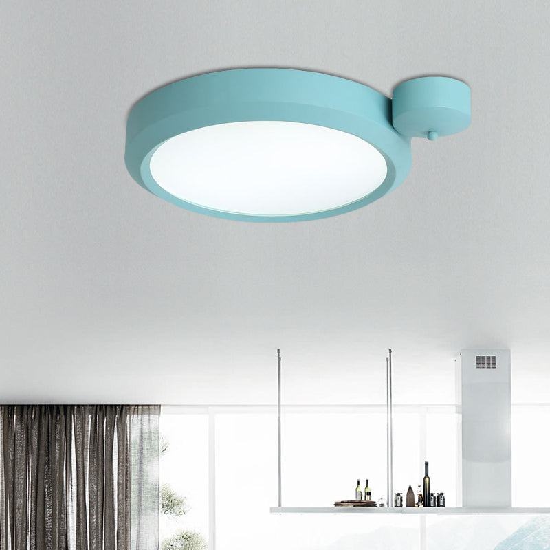 Nordic Style Round Flushmount LED Ceiling Light in Blue/Red/Yellow with Metal Finish - Available in 20.5" and 25" Sizes
