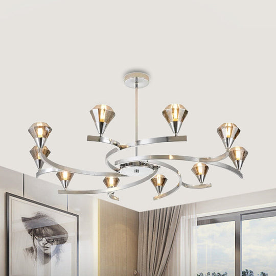 Sputnik Design Diamond Crystal Chandelier Light - Modern Ceiling Lamp Fixture with 6/8/10 Lights in Chrome/Gold