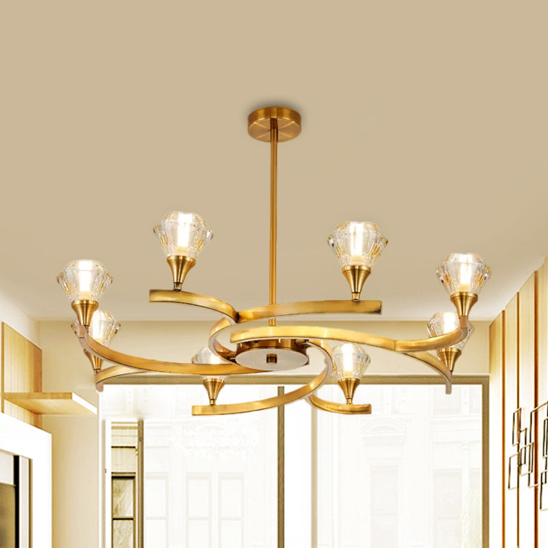 Sputnik Design Diamond Crystal Chandelier Light - Modern Ceiling Lamp Fixture with 6/8/10 Lights in Chrome/Gold