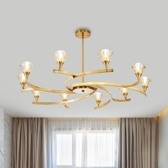 Sputnik Design Diamond Crystal Chandelier Light - Modern Ceiling Lamp Fixture with 6/8/10 Lights in Chrome/Gold