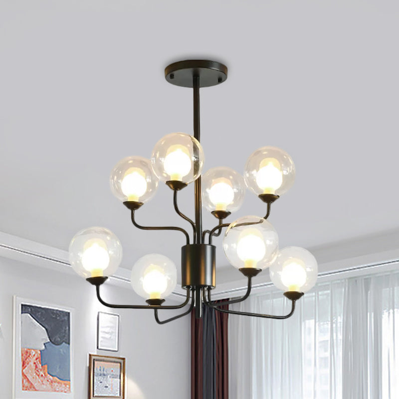 Contemporary 2-Tier Ball Clear Glass Chandelier - Elegant Radial Design With 8/12/18 Lights