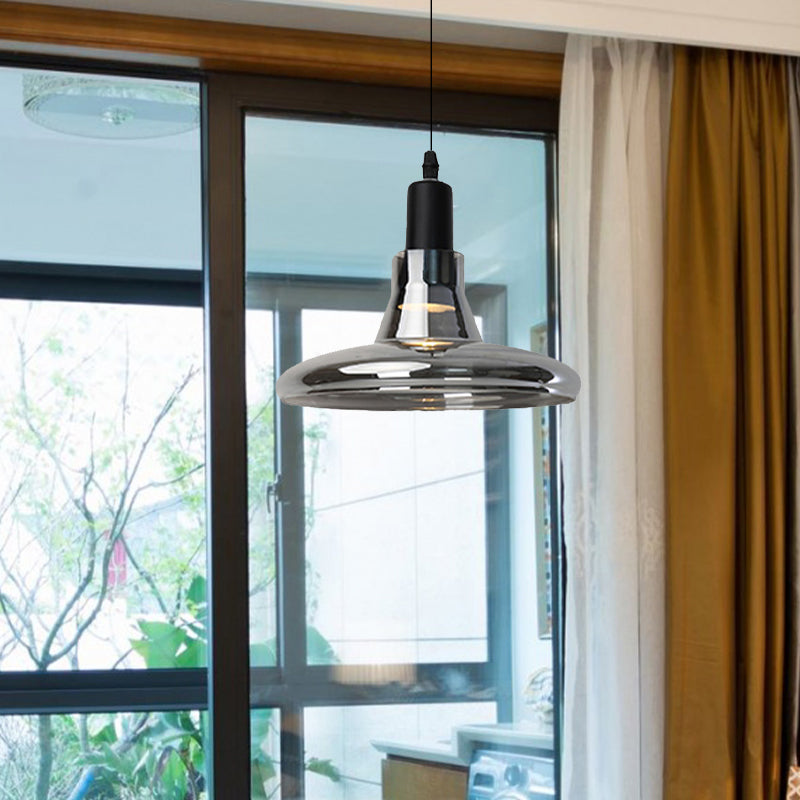 Modern Glass Pendant Lamp - White/Black Bowl, Cone, or Saucer Design - LED Ceiling Light in White/Warm Light
