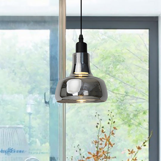 Modern Glass Pendant Lamp - White/Black Bowl, Cone, or Saucer Design - LED Ceiling Light in White/Warm Light