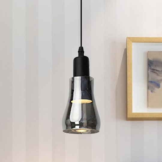 Modern Glass Pendant Lamp - White/Black Bowl, Cone, or Saucer Design - LED Ceiling Light in White/Warm Light