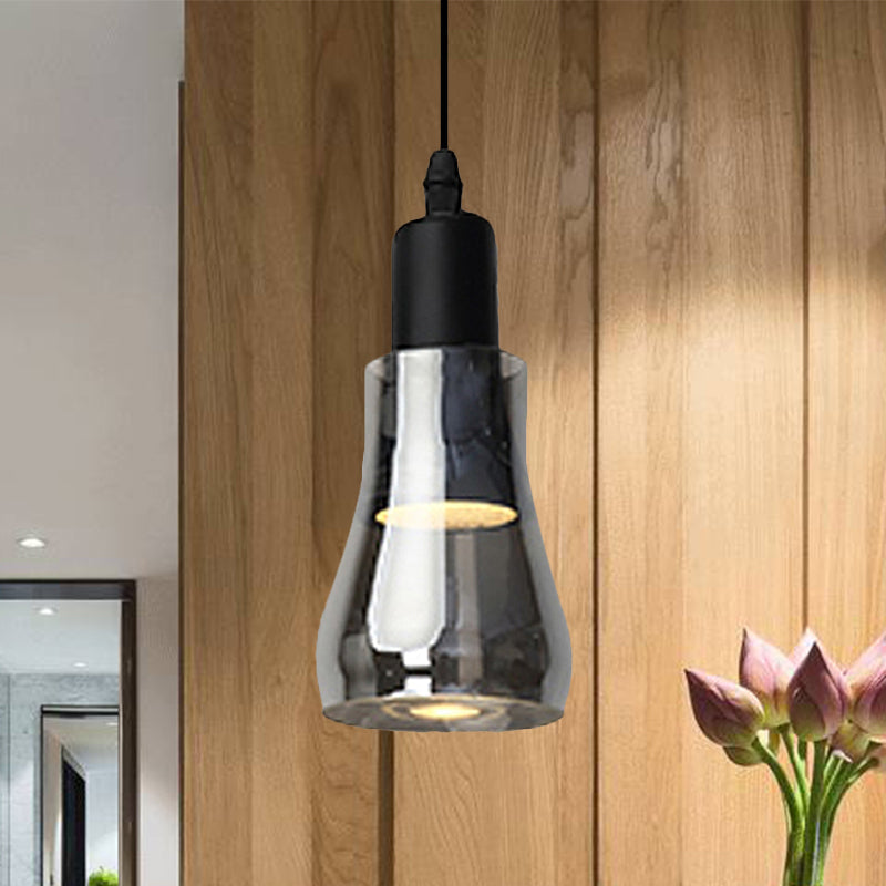 Modern Glass Pendant Lamp - White/Black Bowl, Cone, or Saucer Design - LED Ceiling Light in White/Warm Light