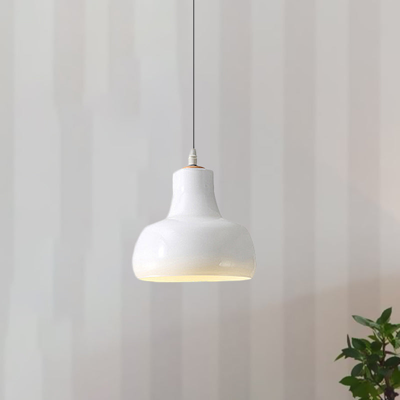 Modern Glass Pendant Lamp - White/Black Bowl, Cone, or Saucer Design - LED Ceiling Light in White/Warm Light