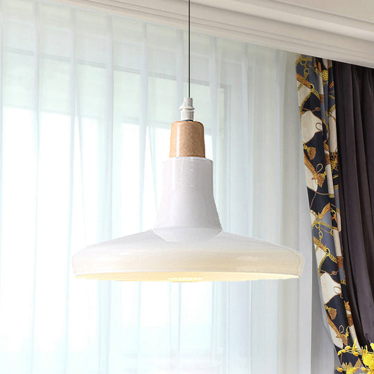Modern Glass Pendant Lamp - White/Black Bowl, Cone, or Saucer Design - LED Ceiling Light in White/Warm Light