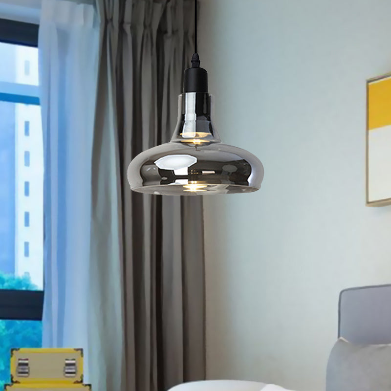 Modern Glass Pendant Lamp - White/Black Bowl, Cone, or Saucer Design - LED Ceiling Light in White/Warm Light