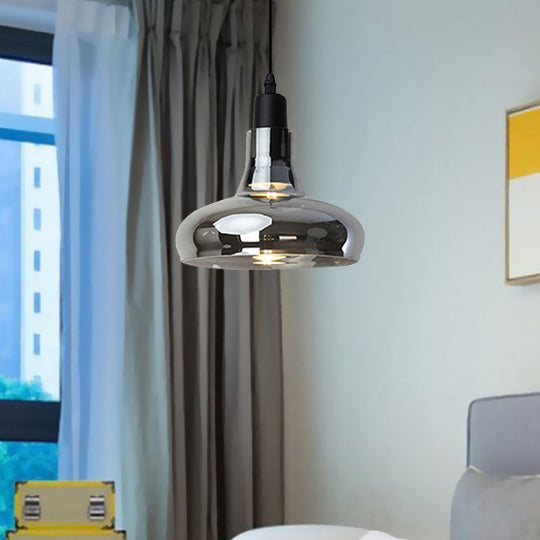 Modern Glass Pendant Lamp - White/Black Bowl, Cone, or Saucer Design - LED Ceiling Light in White/Warm Light