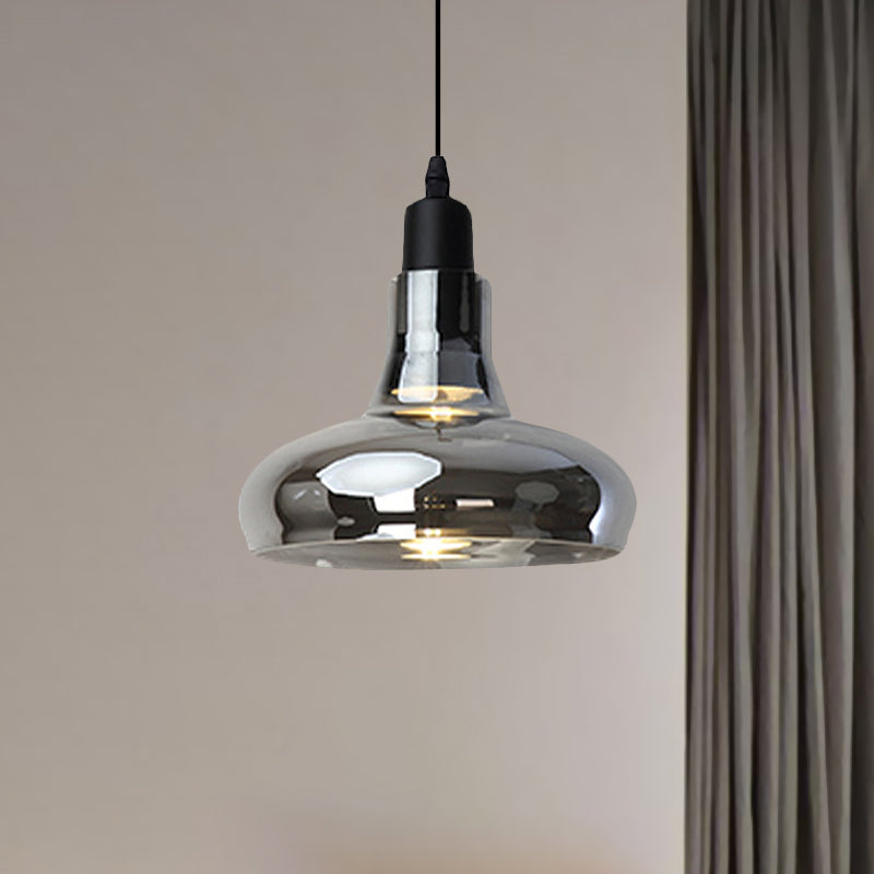 Modern Glass Pendant Lamp - White/Black Bowl, Cone, or Saucer Design - LED Ceiling Light in White/Warm Light
