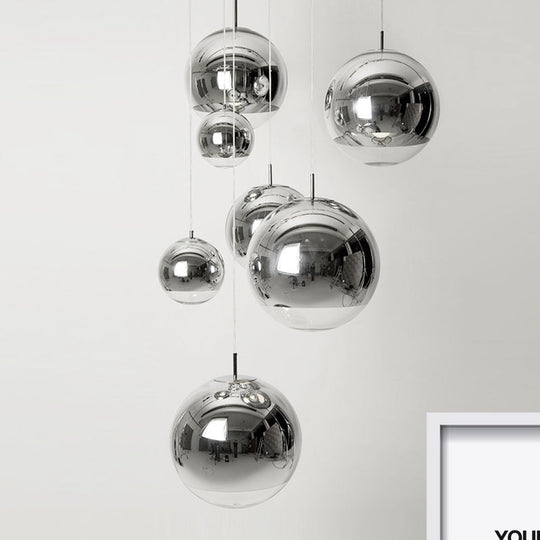 Sleek Metal Globe Pendant Ceiling Light, Chrome/Gold Finish, 1-Light for Chic Décor, Available in Multiple Sizes (6"/8"/10"W)