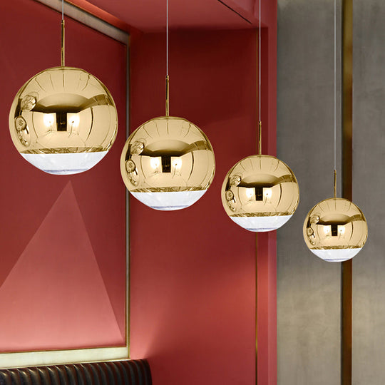 Sleek Metal Globe Pendant Ceiling Light, Chrome/Gold Finish, 1-Light for Chic Décor, Available in Multiple Sizes (6"/8"/10"W)
