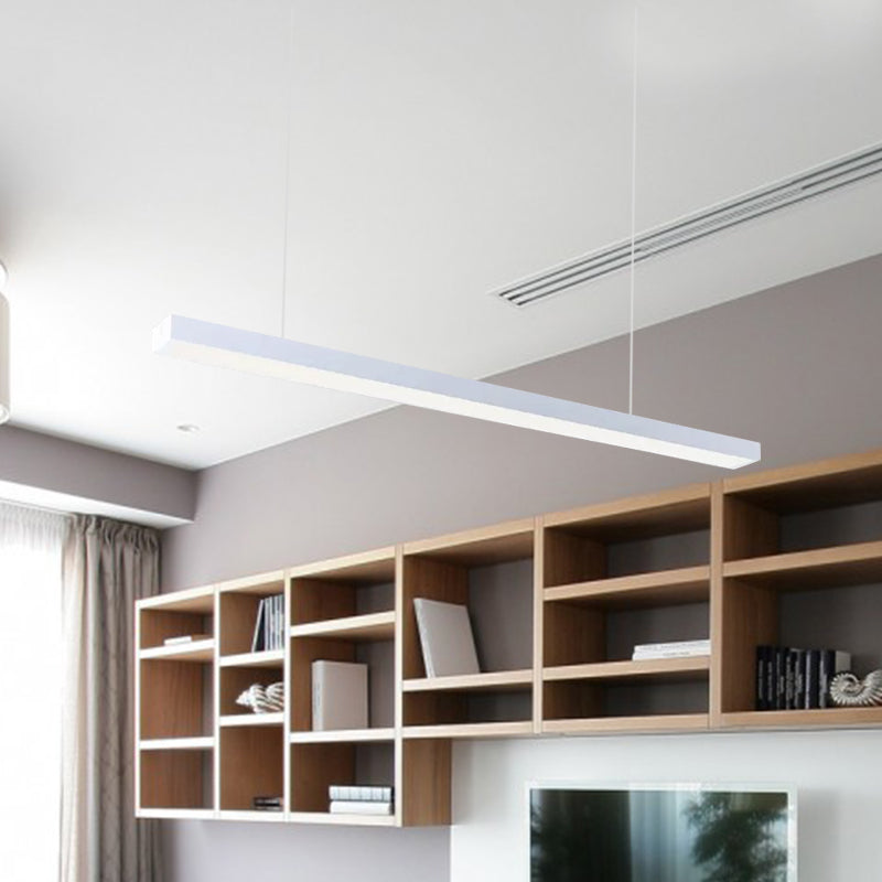 Sleek Rectangular LED Hanging Light - Minimal Silver/Black/White - 23.5"/35.5"/47" Long - 5"/8"/12" Wide