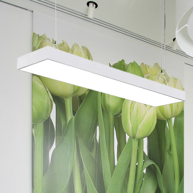 Sleek Rectangular LED Hanging Light - Minimal Silver/Black/White - 23.5"/35.5"/47" Long - 5"/8"/12" Wide