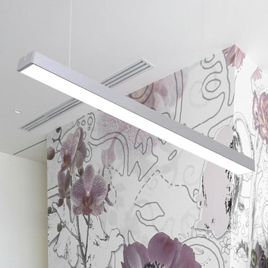 Sleek Rectangular LED Hanging Light - Minimal Silver/Black/White - 23.5"/35.5"/47" Long - 5"/8"/12" Wide