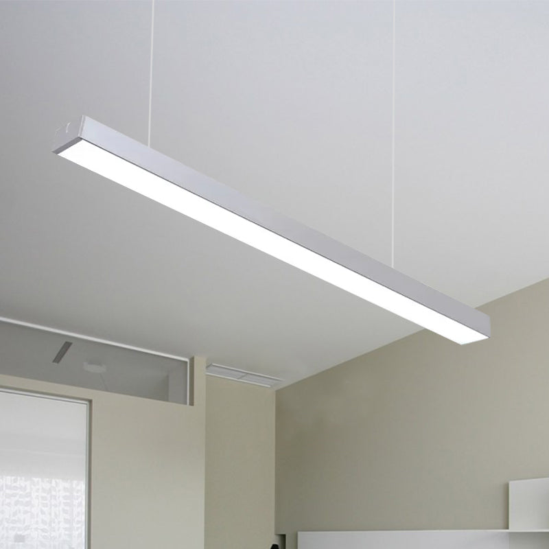 Sleek Rectangular LED Hanging Light - Minimal Silver/Black/White - 23.5"/35.5"/47" Long - 5"/8"/12" Wide