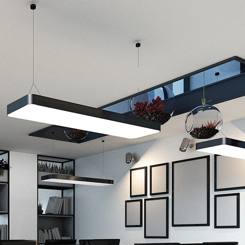 Sleek Rectangular Led Hanging Lighting - 23.5/35.5/47 Long | Slim Metal Shade Minimalistic