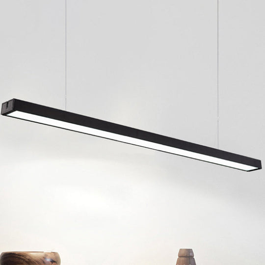 Sleek Rectangular LED Hanging Light - Minimal Silver/Black/White - 23.5"/35.5"/47" Long - 5"/8"/12" Wide