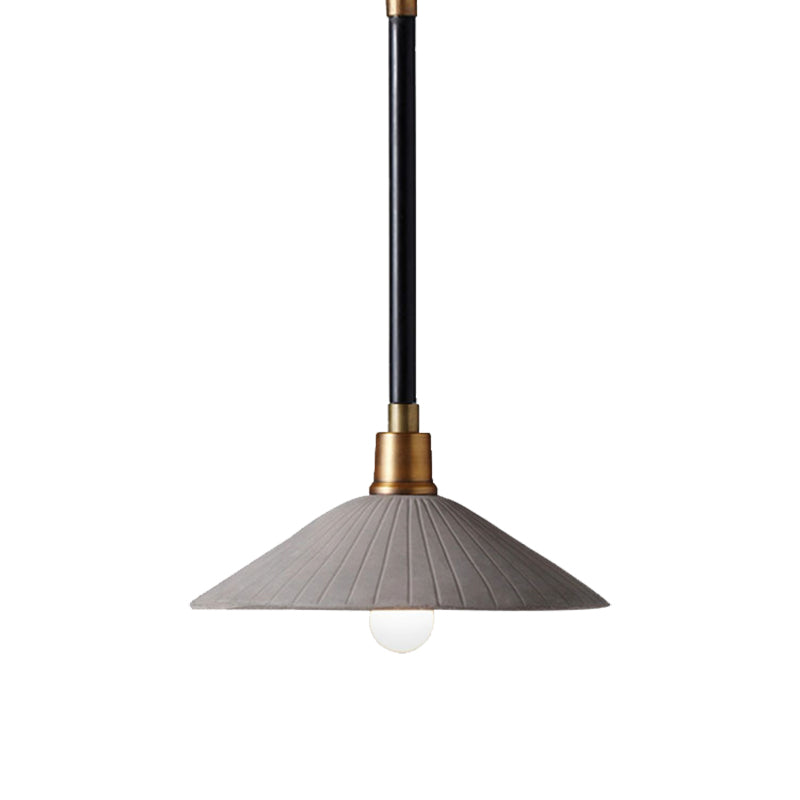 Industrial Style Concrete Conic Pendant Lamp With Adjustable Cord - Grey