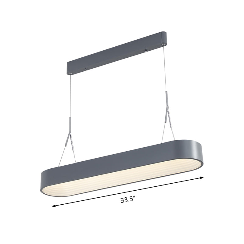Nordic Elliptical Pendant Light Fixture - Metal White/Gray Dining Room Ceiling Hanging