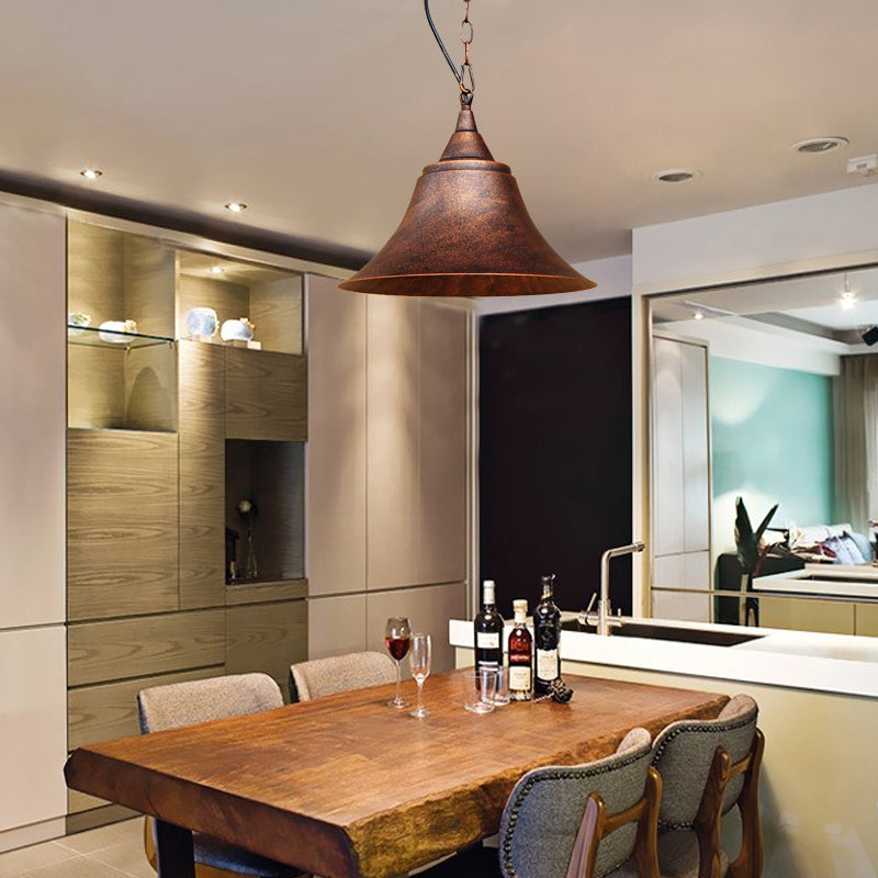 Wrought Iron Rustic Bell Pendant Light With Farmhouse Chic Style For Restaurants And Homes