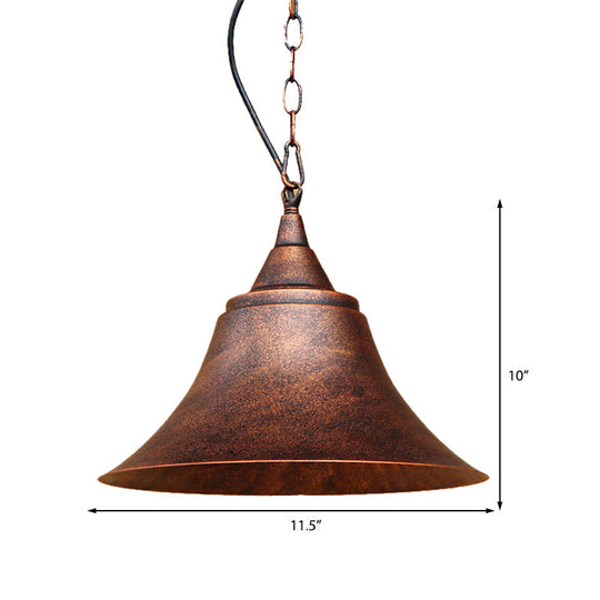 Wrought Iron Rustic Bell Pendant Light With Farmhouse Chic Style For Restaurants And Homes
