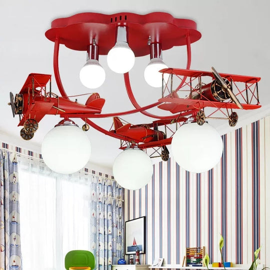 Modern Globe Flush Ceiling Light for Child's Bedroom