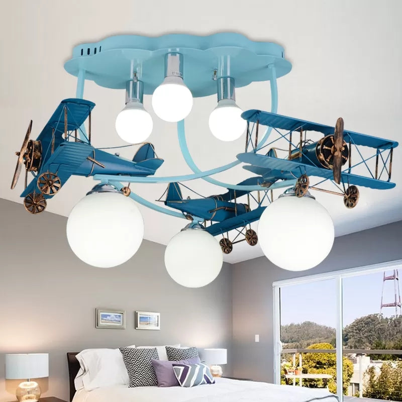 Modern Globe Flush Ceiling Light for Child's Bedroom