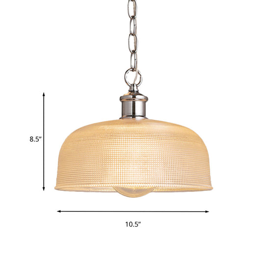 Modern Chrome Clear Prismatic Glass Pendant Light Fixture, 1-Light Dome Design