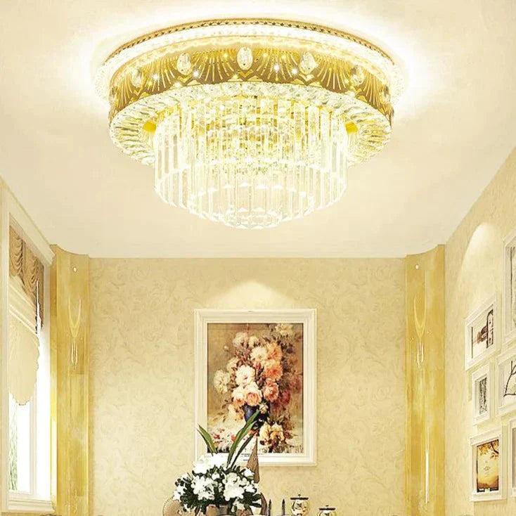 Plafonnier rond romantique en cristal pour chambre principale et salon