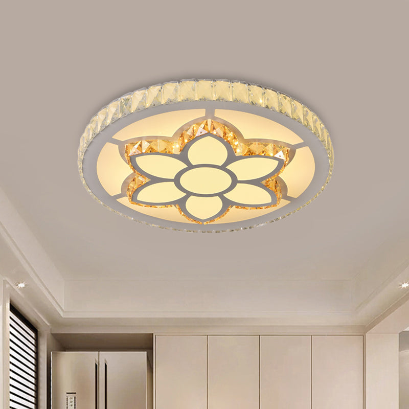 Modern Led Flush Mount Ceiling Light With Clear Crystal Design For Bedroom / A
