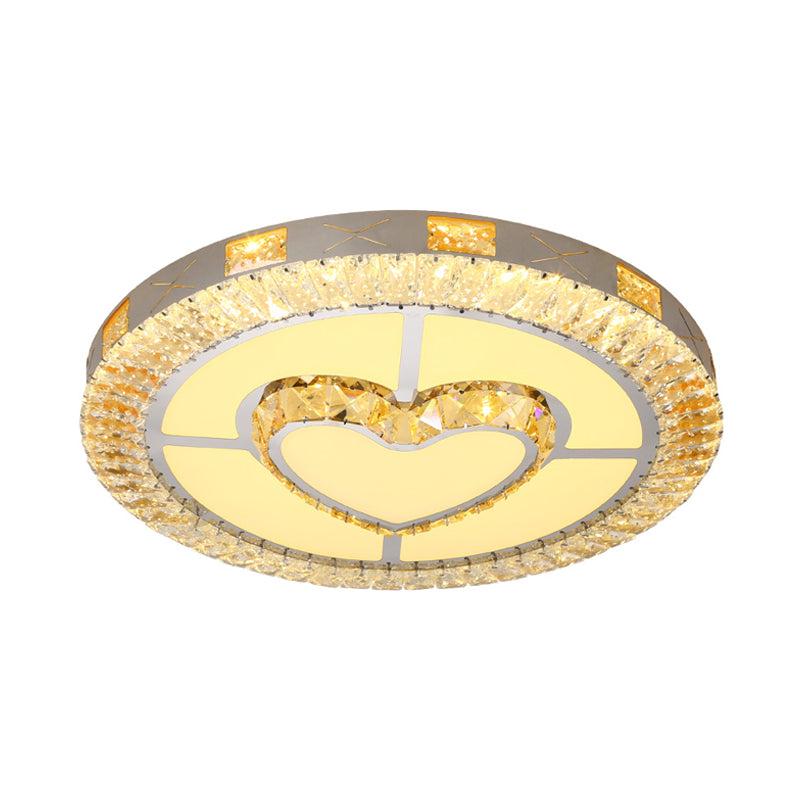 LED Crystal Ceiling Light Flush-Mount Fixture - Modern Chrome with Clear Inlaid Diamond/Flower/Star - Bedroom Lighting